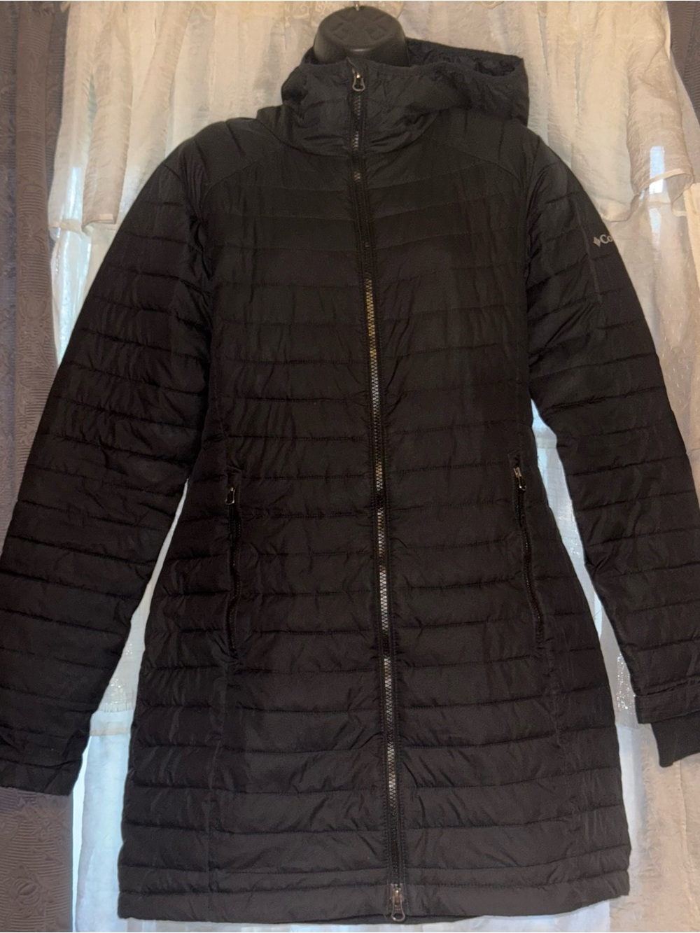 Columbia White Out Mid Omni-Heat Puffer Parka Jacket Black - Size Medium